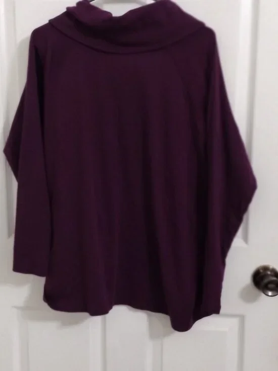 Jones New York Signature 3X Purple Cowl Neck Zip Accent Top 100% Cotton - Picture 8 of 8